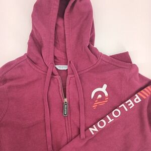 Peloton Burgundy Full Zip Hoodie Logo Sleeve Pocket Casual Athleisure Women's L